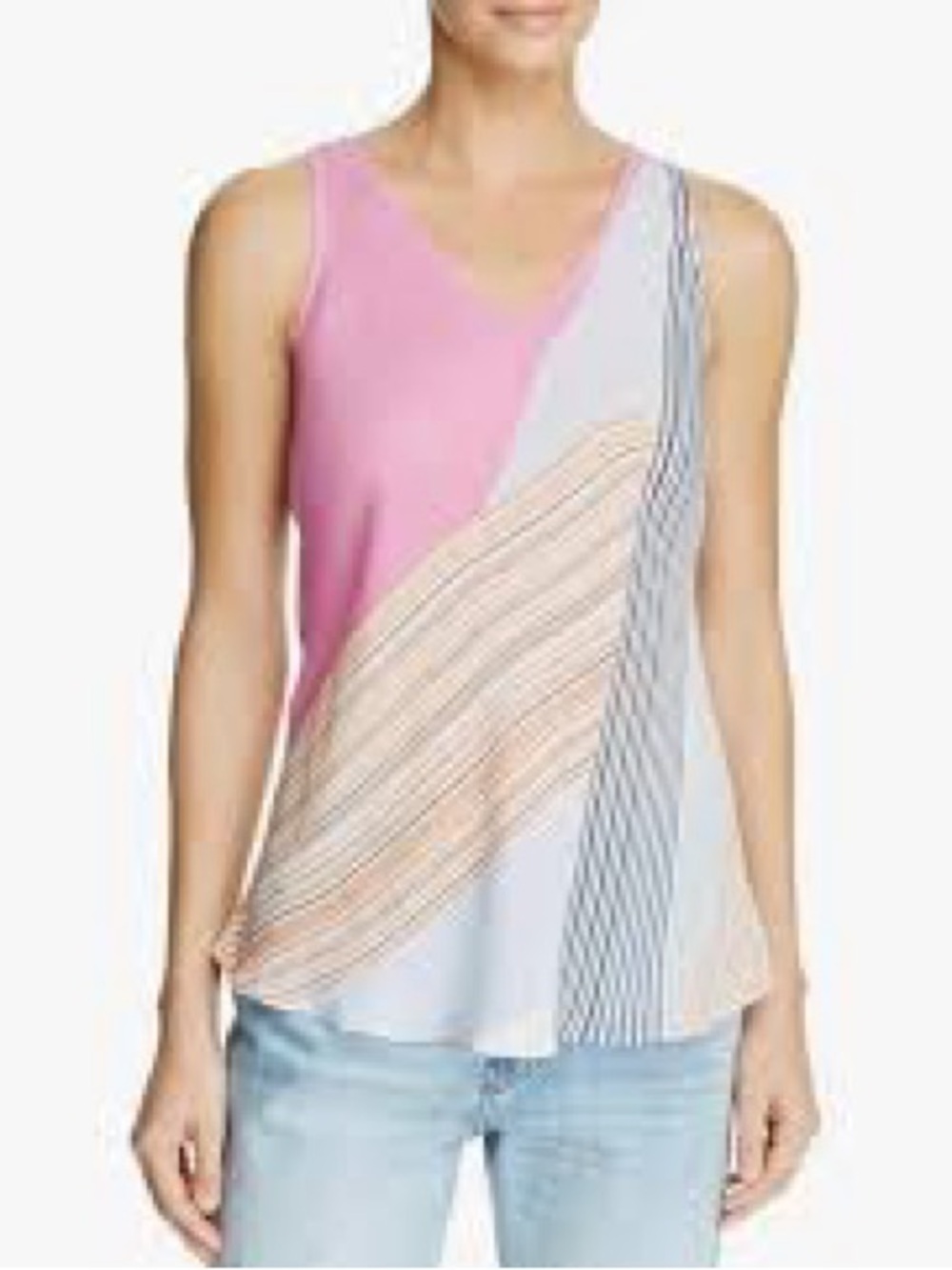 NIC+ZOE Striped Tank Top in Black, White, Peach and Coral